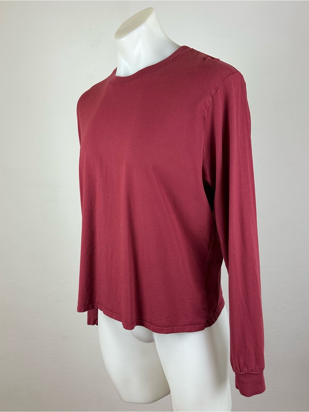 Outdoor Voices Men's Cloudknit Long-Sleeve Crewneck Shirt in Rosewood - Picture 2 of 5